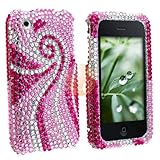 Compatible With iPhone 3G MYBAT Bling Pink Diamond Swirl Hard Case Cover