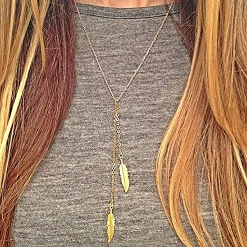 Blooming Jelly Women's Fashion Jewelry Gold Statement Necklace Feathers Long Collares Mujer
