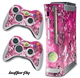 XBOX 360 Console Designer Decal Skin - Pink Butterfly