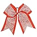 CN Girls Sequin Cheer Bow for Cheerleader Hair Bow with Ponytail Holder