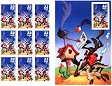Road Runner and Wile E Coyote Full Pane of (10) 33 Cent Postage Stamps