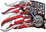 American Flag Biker Forever Embroidered Iron On Motorcycle Patch