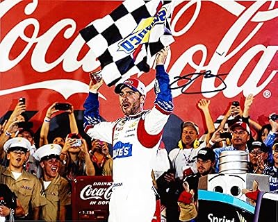'AUTOGRAPHED 2014 Jimmie Johnson #48 Lowe''s Racing COCA-COLA 600 WIN (Victory Lane Celebration) Checkered Flag Signed 8X10 NASCAR Glossy Photo with COA'