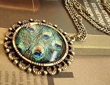 Vintage Peacock Necklace Hollowing Carving Jewel Ornate Lady Fashion Charm Coat Chain