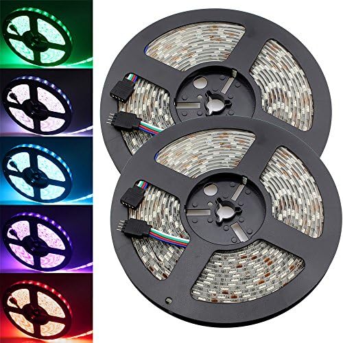 Ybeacon 65.6FT 20M SMD 5050 Waterproof 600LEDs RGB Color Changing Flexible LED Strip Light +Remote + Color Signal Ampifier + Power Supply Adapter