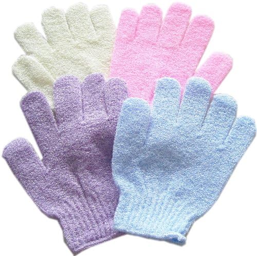 1 Textured Scrubber Bathing Gloves, Colors may vary