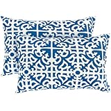 Greendale Home Fashions Rectangle Indoor/Outdoor Accent Pillows, Indigo, Set of 2