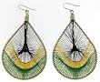 Silk Threaded Stainless Steel Earrings - Black Yellow Green