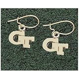 LogoArt Georgia Tech Yellow Jackets 10K Gold Team Font 3/8 Dangle Earrings
