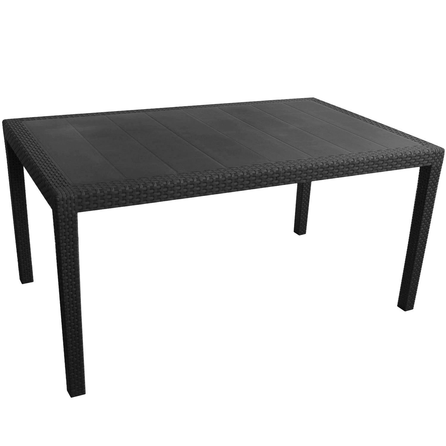 Gartentisch in Rattan-Optik 150x90x72cm Terrassentisch Kunststoff