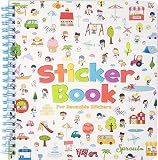 Sprout-size Happy Day Sticker Book for Reusable Stickers - Reusable Sticker Album with Built-in Sticker Pocket
