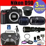 Nikon D90 12.3 MP Digital SLR Camera with Tamron 28-80mm f/3.5-5.6 Aspherical Lens + Tamron 75-300mm f/4-5.6 LD Lens + Rokinon 500mm HD Telephoto Zoom Lens with 2x Converter (=1000mm) + .42x Wide Angle Lens with Macro + 16 GB Memory Card + Multi-Coated UV Filter + Multi-Coated Polarizer Filter + 50 Tripod + 6 Piece Accessory Kit + Deluxe Camera Case + 3 Year CELLTIME Warranty Repair Contract