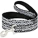 Buckle Down Pet Leash - Diamond Sugar Skull Stacked Black/Silver Fade/White