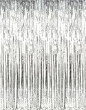 Rhode Island Novelty Metallic Silver Foil Fringe Curtains (1 Piece)