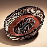 Oval Basket Serving Tray Brown Rust African Hand Woven Home Decor