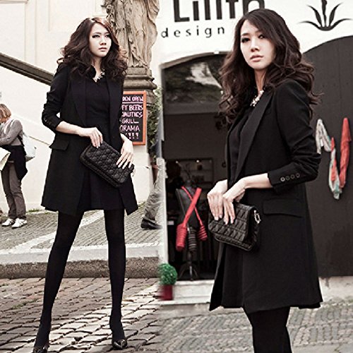 [Kapua] ブラック ロング テーラード ジャケット レディース