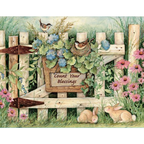 Lang Perfect Timing Garden Gate Boxed Notecard by Susan Winget, 4 x 5 Inches, 13 Cards and Envelopes (1005300)