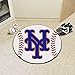 FANMATS 6443 New York Mets Baseball Shaped Accent Rug - 27in. Diameter - NY Hat Logo