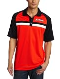 MLB Men's Miami Marlins Absolute Speed 3 Button Synthetic Raglan Polo (Pro Navy/Pro Scarlet, Medium)