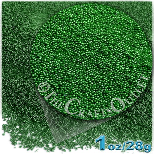 The Crafts Outlet MCR-GLS-MTL-MA6-EGR Metallic Glass Microbead, 1 Bag of 1-Ounce, Emerald Green