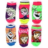 Frozen Elsa Anna Girls 6 pk Ankle Socks (6-8 (shoe size: 10.5-4))