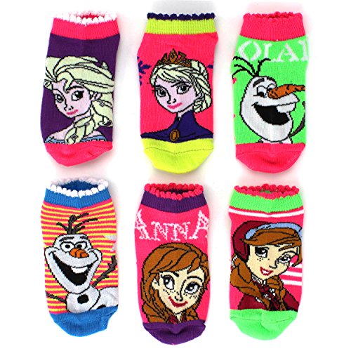 Frozen Elsa Anna Girls 6 pk Ankle Socks