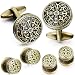 HAWSON Retro Pattern Cufflinks and Tuxedo Shirt Studs Set for Men Wedding Birthday Party with Gift Box