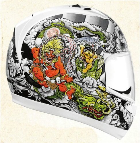 ICON ALLIANCE SHAKKI MOTORCYCLE HELMET WHITE/GREEN 2XL