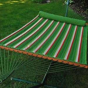 Double Quilted Fabric Hammock w  Pillow - 13 ft (Imported) by 