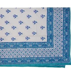 Flat Bed Sheet with Block Print on Cotton Queen Size (bshtd620)