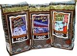 Larry's Beans Fair Trade Organic Coffee, Rat Pack Set: Frankie's Blend, Bean Martin, Louie Supremo, Whole Bean, 12-Ounce Bags (Pack of 3)