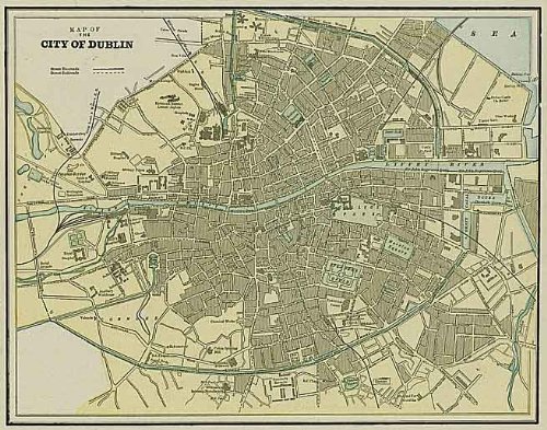 Cram's 1893 Antique Street Map of Dublin, Ireland