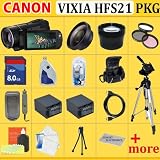Canon Vixia Hf S21 Dual Flash Memory Camcorder W/10x Optical Zoom + SSE Huge Lens, Replacement Battery & Tripod Accessories Package