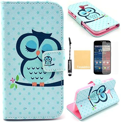 Moto X Case, Focusonbox(TM)PU Leather Protective Flip Folio Slim Fit Wallet Purse Stand Case Cover for Motorola Moto X (1st Generation), with Screen Protector, Stylus and Cleaning Cloth YB11