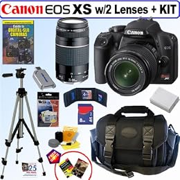 Canon EOS Rebel XS - Digital camera - SLR - 10 1 Mpix - Canon EF-S 18-55mm IS and EF 75-300mm lenses - optical zoom 3 x - supported memory SD SDHC - black