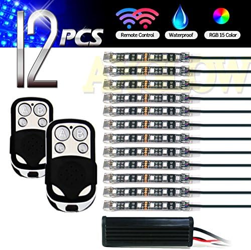 AXGLOW 12 PCS Motocycle Wireless LED Accent Light with 2 PCS Remote Controller