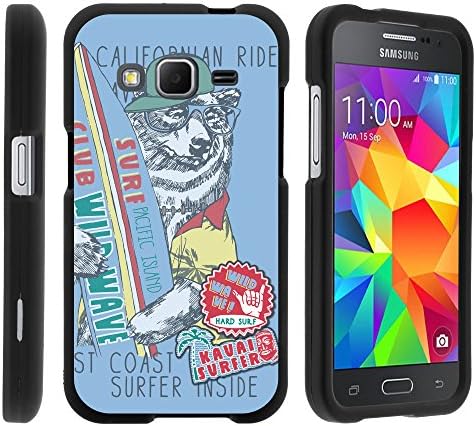 Core Prime, Stylish Personalized Protective Snap On Hard Case Phone Protector for Samsung Galaxy Core Prime G360 by MINITURTLE - West Coast Surfing Bear