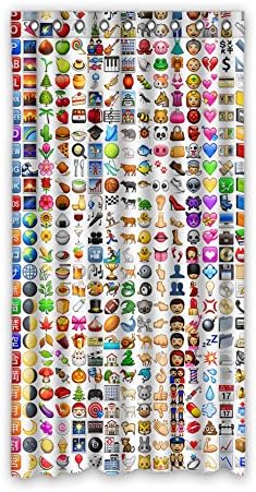DONGMEN Plenty iPhone Emojis White Background Ployester Window Curtain 50"x96" One Piece Perfect for Living Room Bedroom Bathroom and Kitchen