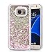 Galaxy S7 Case, VEGO Transparent Plastic Glitter Quicksand Floating Bling Sparkle Love Flowing Liquid Hard Case Cover for Samsung Galaxy S7 (2016) - Pink