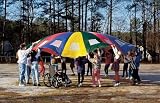 Sportime Rip-Stop Nylon Double-Layer Porthole Parachute with 16 Panels and 22 Handles - Multicolor