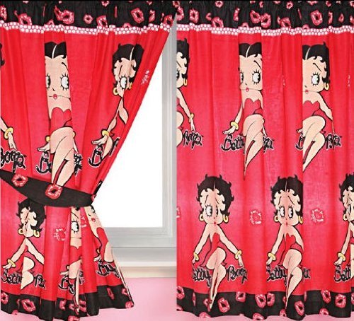 Betty Boop Red Lips Curtains Pair 66 x 72 OFFICIAL
