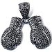 Black Plated CZ Cubic Zirconia Hip Hip Blackout Micro Pave Mens Fighting Gloves Pendant