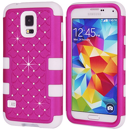 Galaxy S5 Case, KAMII 3 Layers Verge Hybrid Soft Silicone Hard Plastic Triple Quakeproof Drop Resistance Protective Case Cover for Samsung Galaxy S5 (Rose White) Galaxy S5 Case, KAMII 3 Layers Verge Hybrid Soft Silicone Hard Plastic Triple Quakeproof Drop Resistance Protective Case Cover for Samsung Galaxy S5 (Rose White)