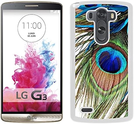 Eocy Custom Phone Case For LG G3,Colorful Peacock Feather Phone Cover White