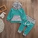 Newborn Baby Boy Girl Warm Striped Hoodie T-shirt Pants Outfit Set Kids Clothes