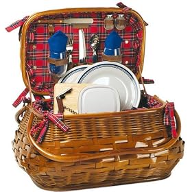 Picnic Time Sandringham Rattan and Bamboo Picnic Basket Picnic Supplies