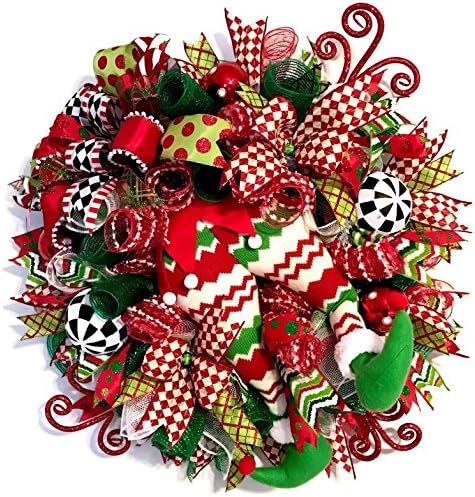 Whimsical Elf Christmas Door Wreath