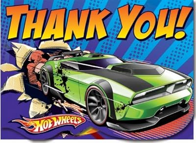HOT Wheels Speed City Thank YOU Cards 4" X 5" (Pack of 8)