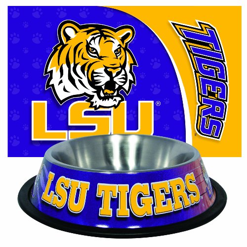 NCAA LSU Tigers Pet Bowl and Mat Combo