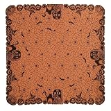 Heritage Lace Rest In Peace 60-Inch by 60-Inch Table Topper, Black/Orange